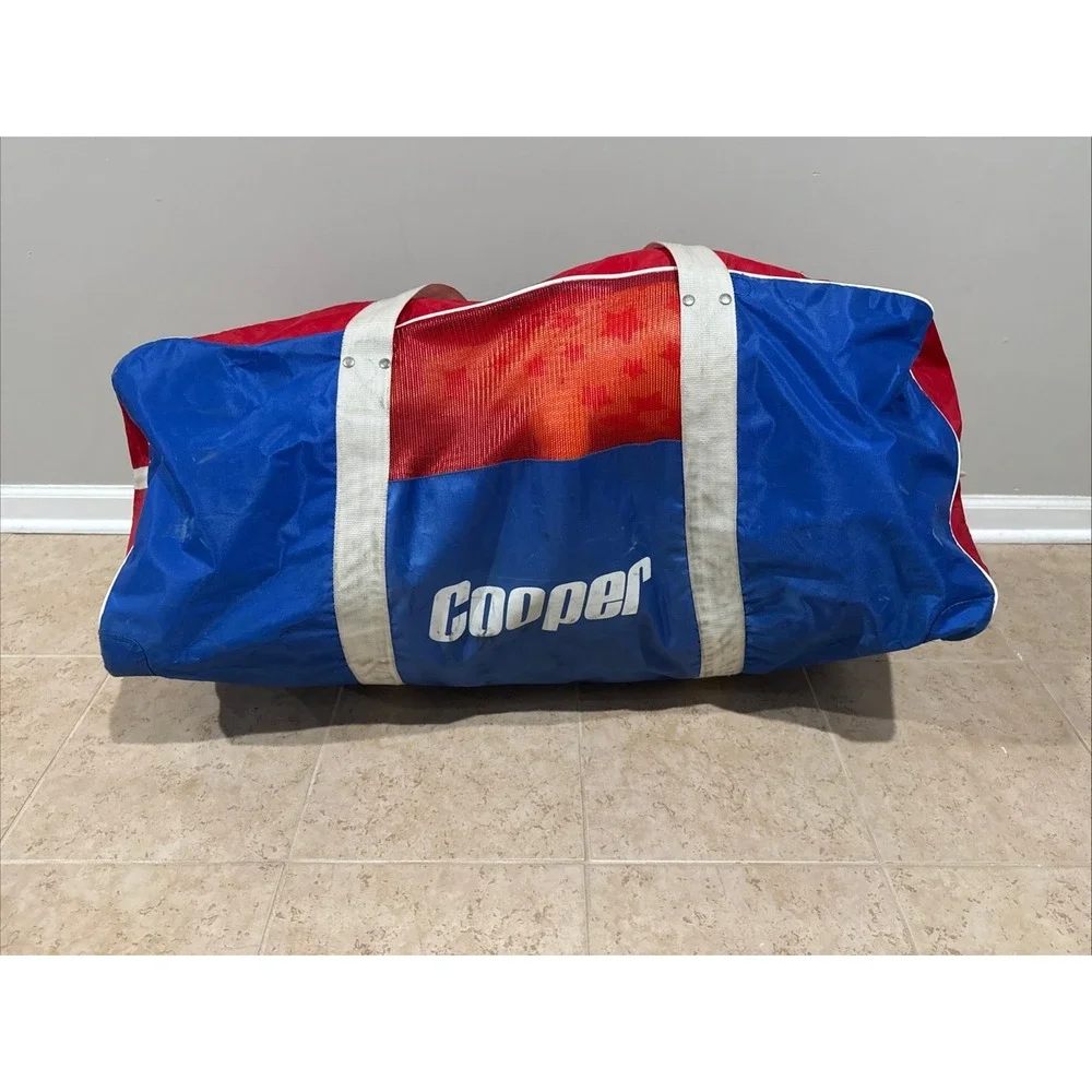 Vintage 1980's Large Cooper Hockey Gear Bag Red White & Blue Shoulder Vented